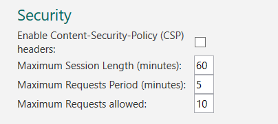 Picture showing the Max Session Length (minutes) option in the form's Profile Settings. 
